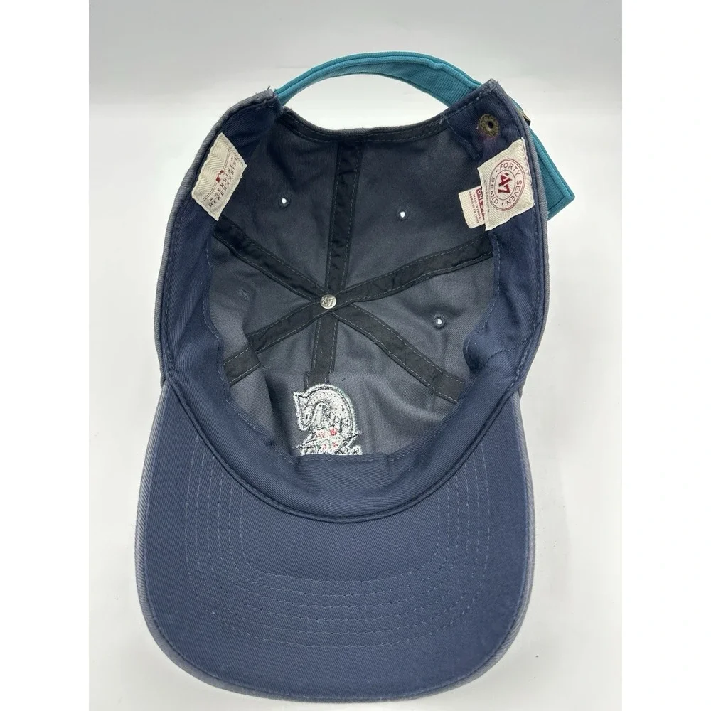 Seattle Mariners '47 Brand Hat Navy Teal Strapback Spellout OSFA MLB